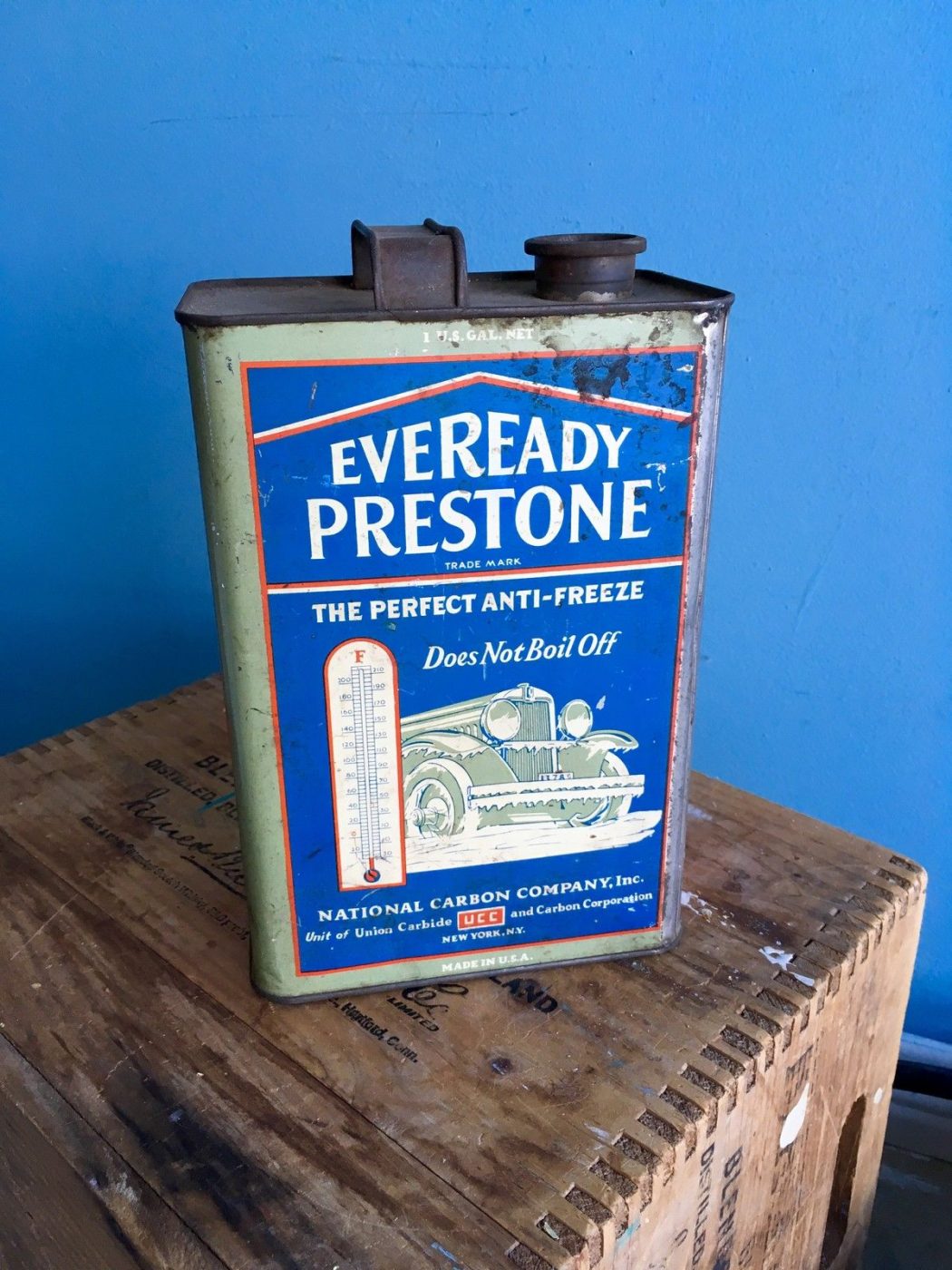 Vintage original C1929 Prestone Eveready Antifreeze Advertising Can ...