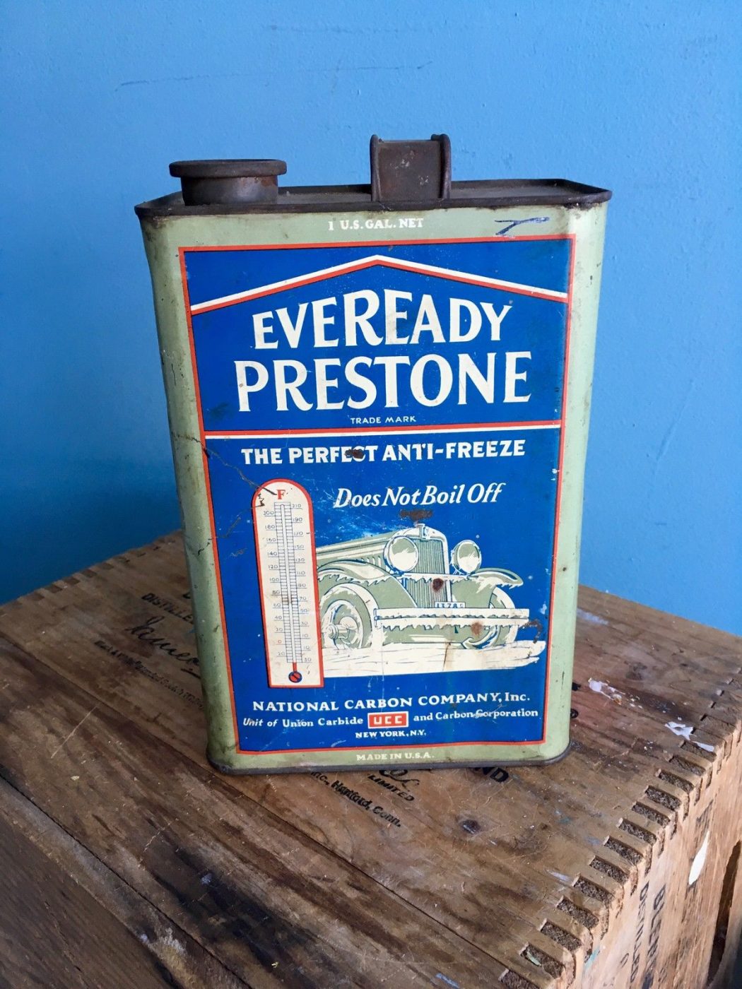 Vintage original C1929 Prestone Eveready Antifreeze Advertising Can ...